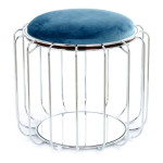paris prix Pouf & Table d'Appoint "Comfortable" 50cm Bleu Pétrole & Argent