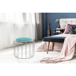 Paris Prix Pouf & Table D'Appoint "Comfortable" 50cm Menthe & Argent