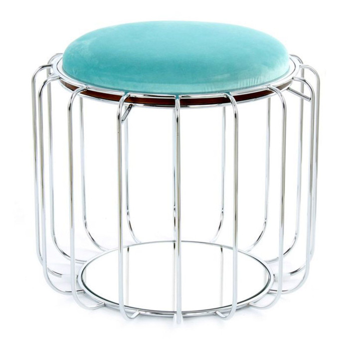 Paris Prix Pouf & Table D'Appoint "Comfortable" 50cm Menthe & Argent