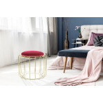 Paris Prix Pouf & Table D'Appoint "Comfortable" 50cm Rouge & Or