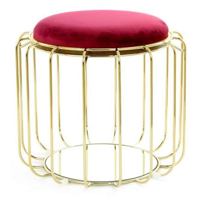 Paris Prix Pouf & Table D'Appoint "Comfortable" 50cm Rouge & Or
