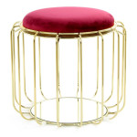 paris prix Pouf & Table d'Appoint "Comfortable" 50cm Rouge & Or