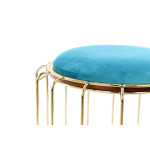 Paris Prix Pouf & Table D'Appoint "Comfortable" 50cm Turquoise & Or