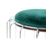 Paris Prix Pouf & Table D'Appoint "Comfortable" 50cm Vert & Argent