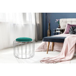 Paris Prix Pouf & Table D'Appoint "Comfortable" 50cm Vert & Argent