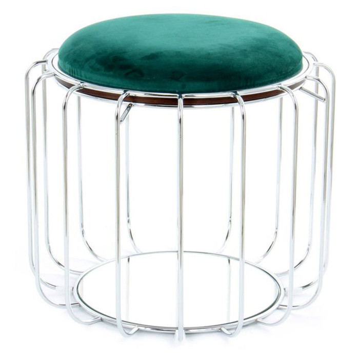 Paris Prix Pouf & Table D'Appoint "Comfortable" 50cm Vert & Argent