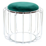 paris prix Pouf & Table d'Appoint "Comfortable" 50cm Vert & Argent