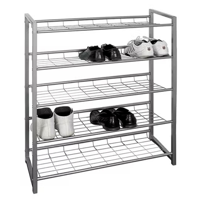 Paris Prix Range-Chaussures 5 Niveaux "Plase" 106cm Argent