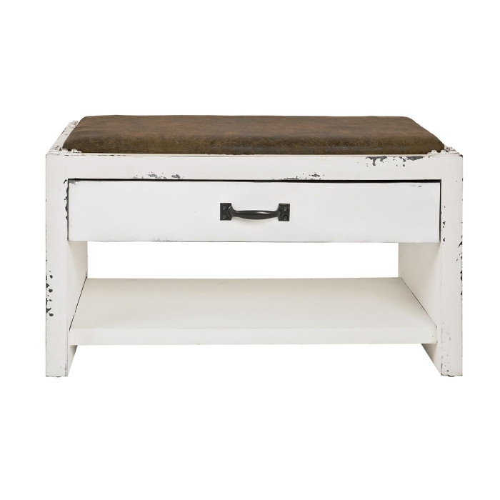 Paris Prix Range-Chaussures & Assise "Parquet" 72cm Blanc