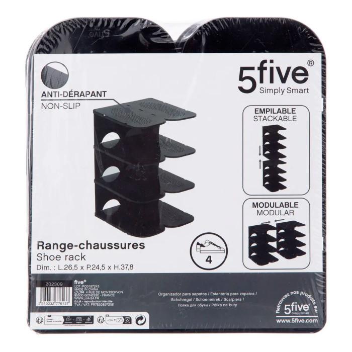 Paris Prix Range-Chaussures Empilable "4 Paires" 37cm Noir