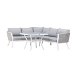 Paris Prix Salon D'Angle De Jardin "Virya" 206cm Blanc & Gris