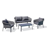 paris prix Salon de Jardin 4 Places "Camargue" 137cm Gris Anthracite