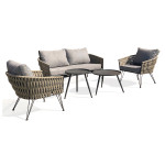 paris prix Salon de Jardin 4 Places "Capri" 161cm Gris Anthracite