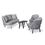 paris prix Salon de Jardin 4 Places en Résine "Agadir" 156cm Gris