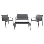 paris prix Salon de Jardin 4 Places "Naxos" 113cm Gris