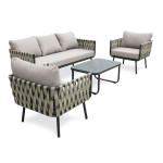 paris prix Salon de Jardin 5 Places "Antibes" 179cm Gris