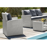 Paris Prix Salon De Jardin 5 Places En Résine Tressée "Porto-Vecchio" 160cm Gris
