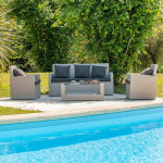 Paris Prix Salon De Jardin 5 Places En Résine Tressée "Porto-Vecchio" 160cm Gris