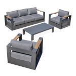 paris prix Salon de Jardin 5 Places "Mandelieu" 225cm Gris Anthracite
