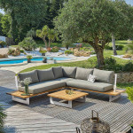 Paris Prix Salon De Jardin D'Angle 5 Places "Lavezzi" 175cm Blanc