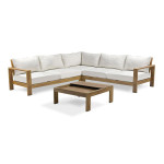 paris prix Salon de Jardin d'Angle 5 Places "Majorque" 150cm Marron