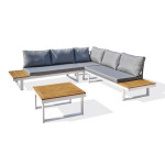 Paris Prix Salon De Jardin D'Angle 5 Places "Miyako" 175cm Blanc