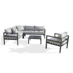 paris prix Salon de Jardin d'Angle 6 Places "Beaubourg" 145cm Gris Anthracite