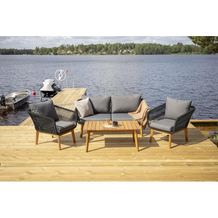 Paris Prix Salon De Jardin En Bois "Chania" 164cm Noir