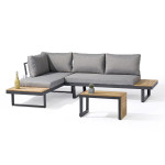 paris prix Salon de Jardin Modulable 4 Places "Tokyo" 175cm Gris Anthracite