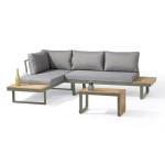 paris prix Salon de Jardin Modulable 4 Places "Tokyo" 175cm Kaki