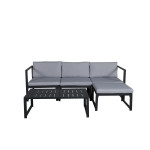 Paris Prix Salon De Jardin Modulable "Salvador" 200cm Noir & Gris