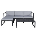 paris prix Salon de Jardin Modulable "Salvador" 200cm Noir & Gris