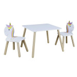 paris prix Table & 2 Chaises Enfant "Licorne Lily" 55cm Blanc