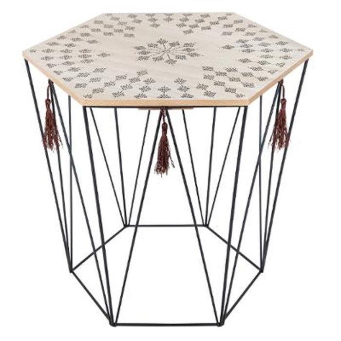 Paris Prix Table à Café Octogonale En Métal "Etnik" 40cm Noir