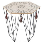 paris prix Table à Café Octogonale en Métal "Etnik" 40cm Noir