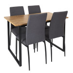 paris prix Table à Manger & 4 Chaises "Abbott" 120cm Noir & Gris