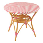 paris prix Table à Manger en Rotin "Danial" 90cm Rose & Naturel