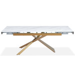 Paris Prix Table à Manger Extensible "Lara" 150-210cm Blanc & Or