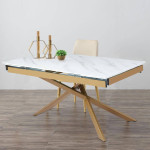 Paris Prix Table à Manger Extensible "Lara" 150-210cm Blanc & Or