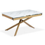 paris prix Table à Manger Extensible "Lara" 150-210cm Blanc & Or