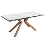 paris prix Table à Manger Extensible Marbre "Clinton" 180-220-260cm Blanc
