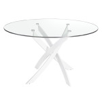 paris prix Table à Manger Ronde en Verre "Jenna" 140cm Transparent