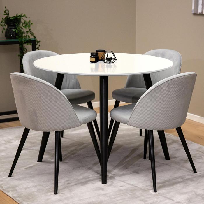 Paris Prix Table à Manger Ronde "Plaza" 100cm Blanc & Noir