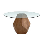 Paris Prix Table à Manger Ronde Verre "Magda" 150cm Marron