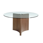 Paris Prix Table à Manger Ronde Verre "Roxanne" 150cm Marron