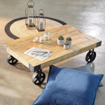 Paris Prix Table Basse à Roulettes En Bois "Til" 117cm Naturel