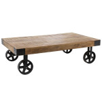 paris prix Table Basse à Roulettes en Bois "Til" 117cm Naturel