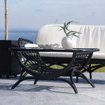 Paris Prix Table Basse De Jardin En Rotin "Moana" 95cm Noir