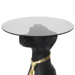 Paris Prix Table Basse Déco "Chien Assis" 66cm Noir & Or