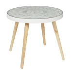 Paris Prix Table Basse Design "Arabesque" 50cm Blanc & Beige